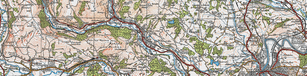 Old map of Risca in 1919