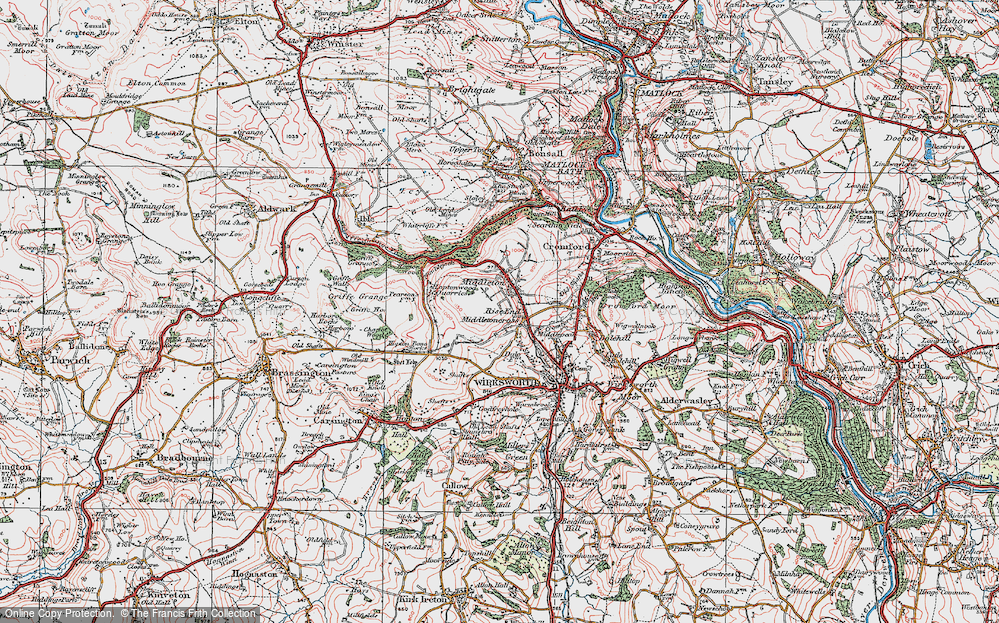 Old Map of Rise End, 1923 in 1923