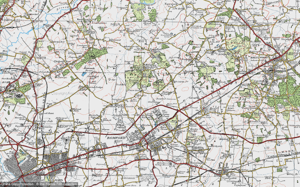 Old Map of Historic Map covering Bedfords Park in 1920