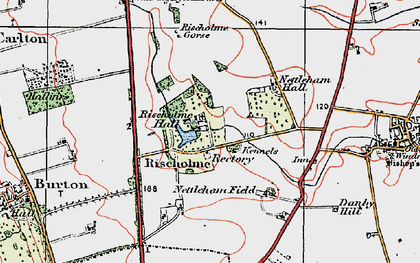 Old map of Riseholme in 1923