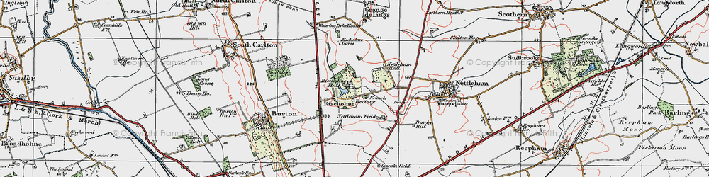 Old map of Riseholme in 1923
