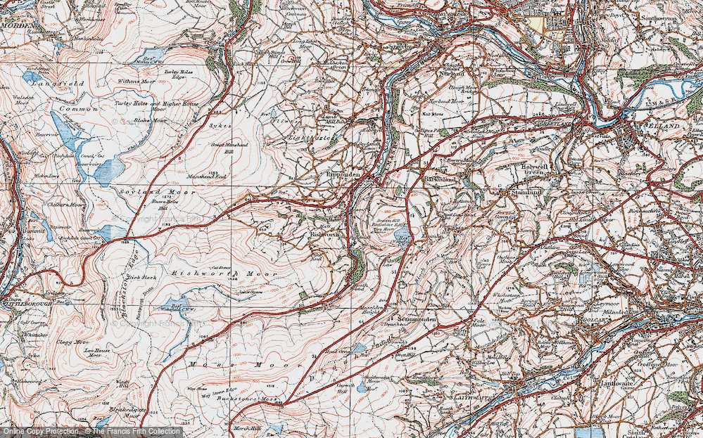 Old Map of Rishworth, 1925 in 1925