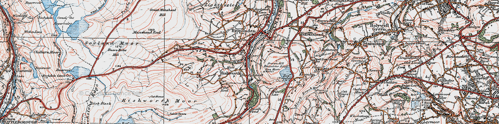 Old map of Rishworth in 1925