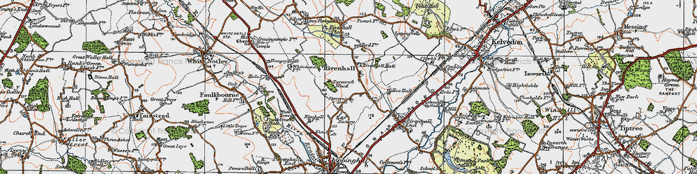 Old map of Rivenhall in 1921