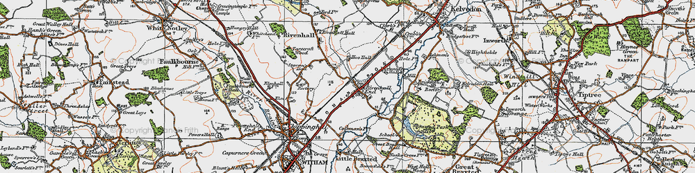 Old map of Rivenhall End in 1921