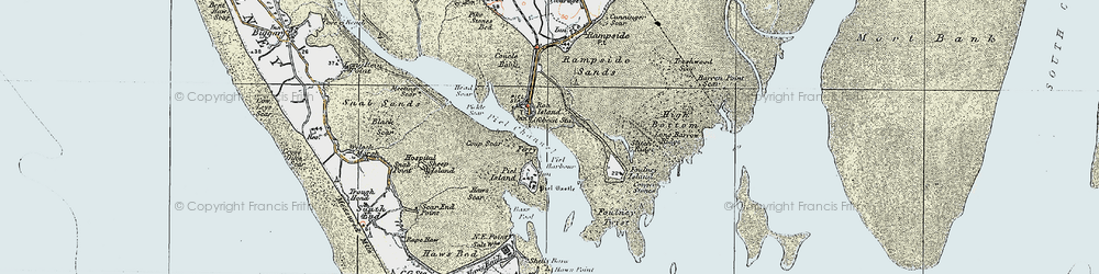 Old map of Piel Island in 1924