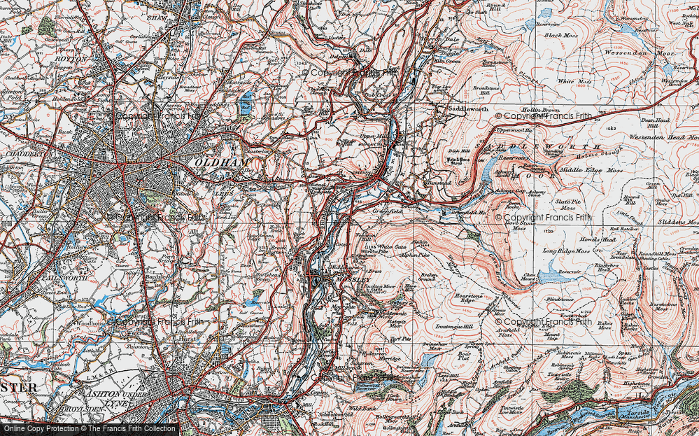 Old Map of Roaches, 1924 in 1924