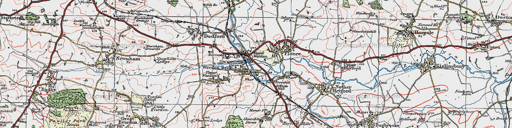Old map of Road Weedon in 1919