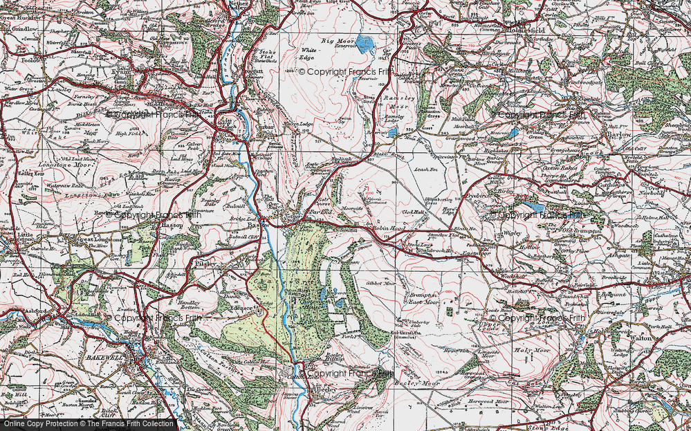 Old Map of Historic Map covering Birchen Edge in 1923