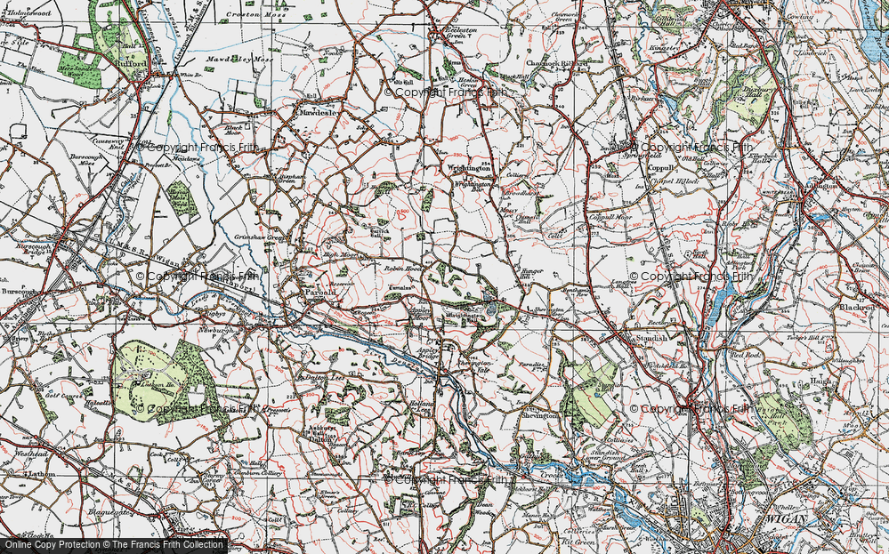 Old Map of Historic Map covering Boar's Den in 1924