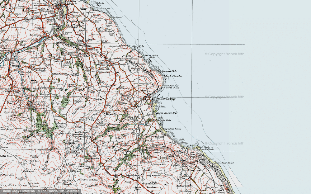 Old Map of Historic Map covering Boggle Hole in 1925