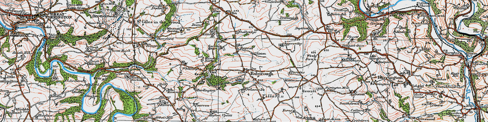 Old map of Thelbridge in 1919