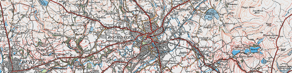 Old map of Rochdale in 1924