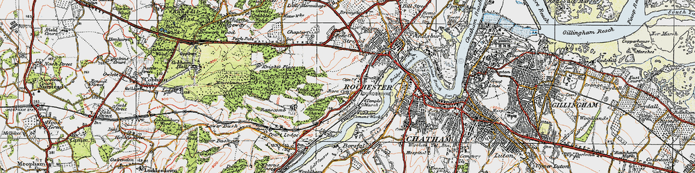 Old map of Bridge Reach in 1921