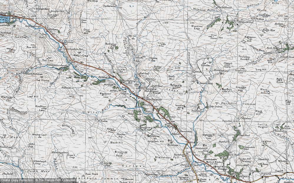 Old Map of Historic Map covering Blackwool Law in 1926