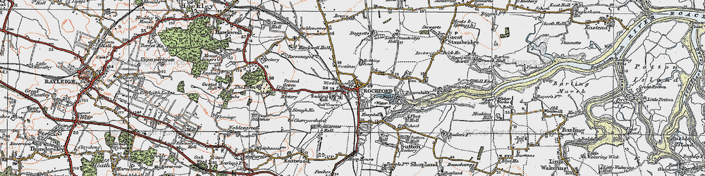 Old map of Rochford in 1921