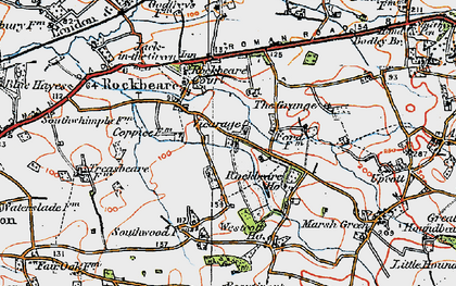 Old map of Rockbeare in 1919