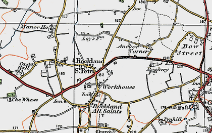 Old map of Rockland St Peter in 1921