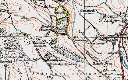 Old map of Manton Down in 1919