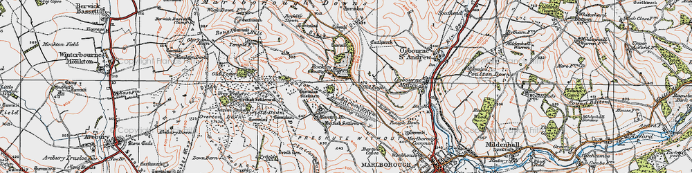 Old map of Barton Down in 1919