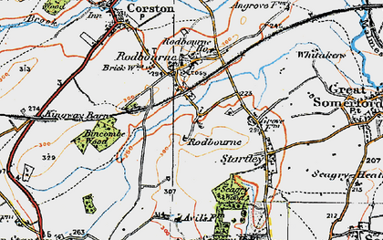 Old map of Rodbourne Bottom in 1919