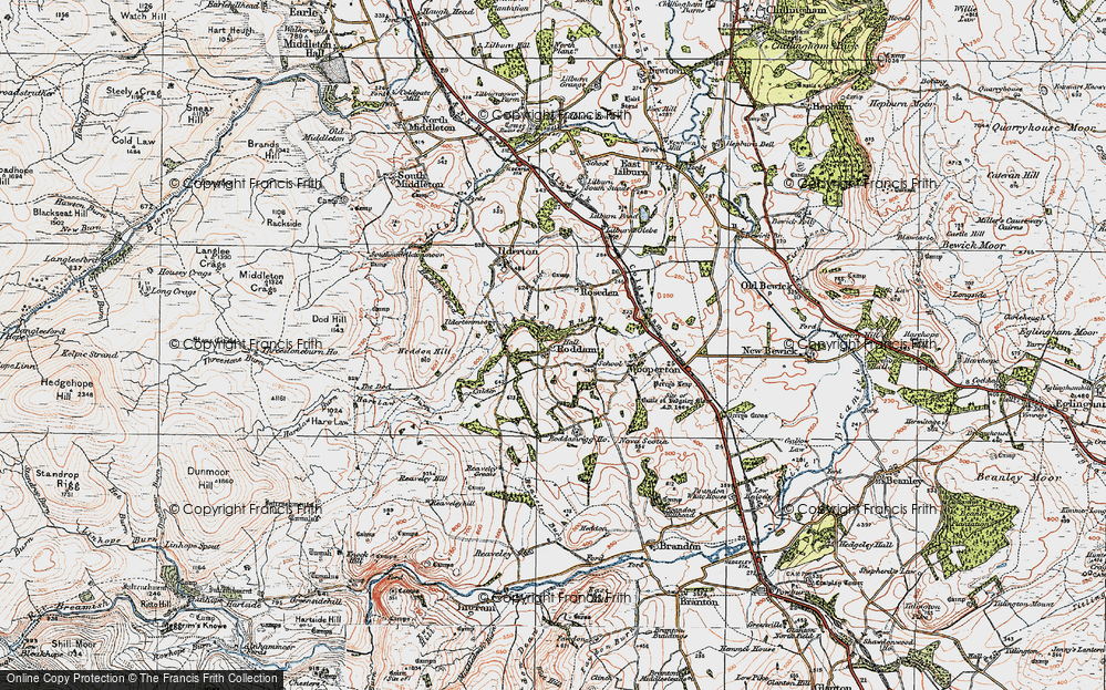 Old Map of Roddam, 1926 in 1926