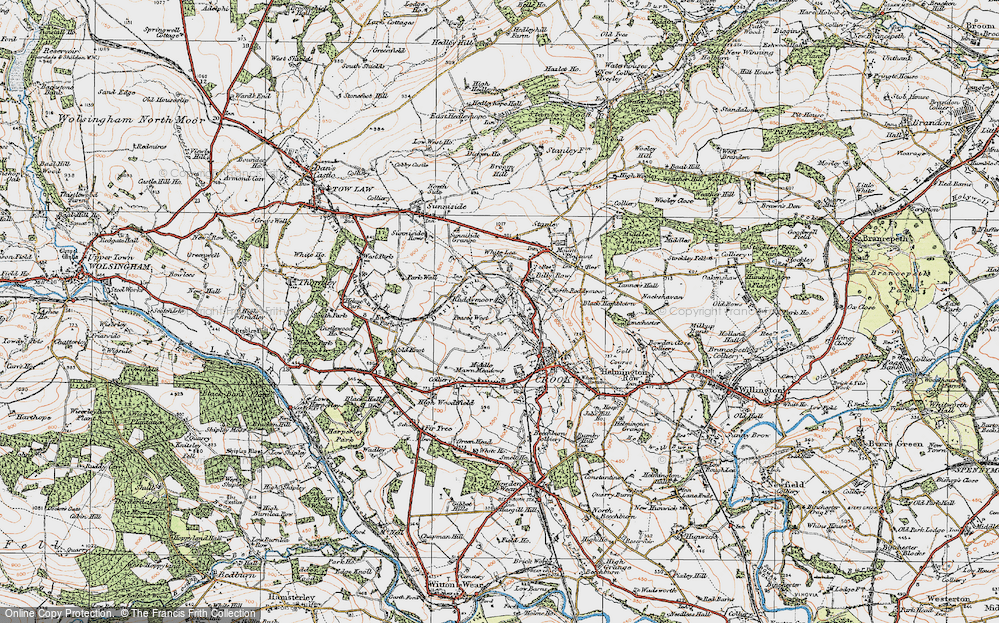 Old Map of Roddymoor, 1925 in 1925