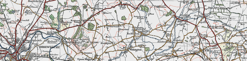 Old map of Rodington Heath in 1921