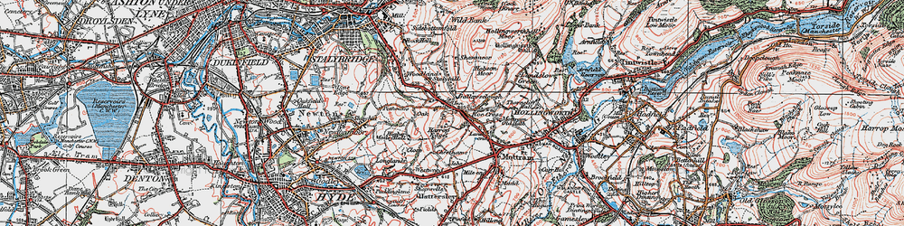 Old map of Roe Cross in 1924