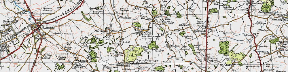 Old map of Roe Green in 1919