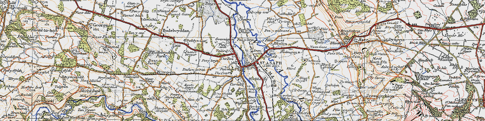 Old map of Bryn Asaph in 1922
