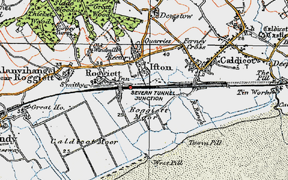 Old map of Rogiet in 1919