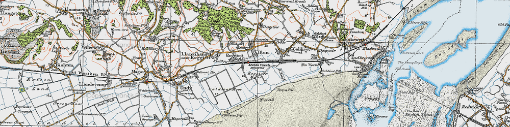 Old map of Rogiet in 1919
