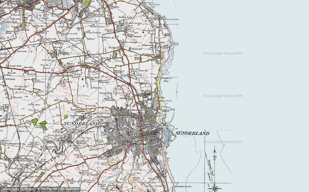 Old Map of Roker, 1925 in 1925