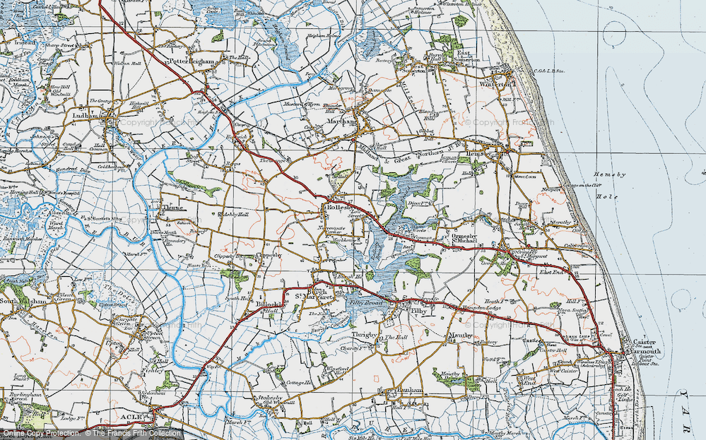 Old Map of Rollesby, 1922 in 1922