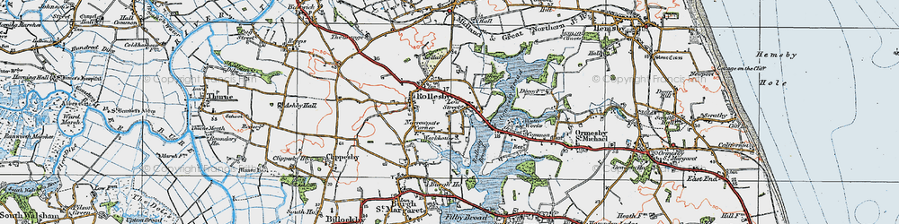 Old map of Rollesby in 1922