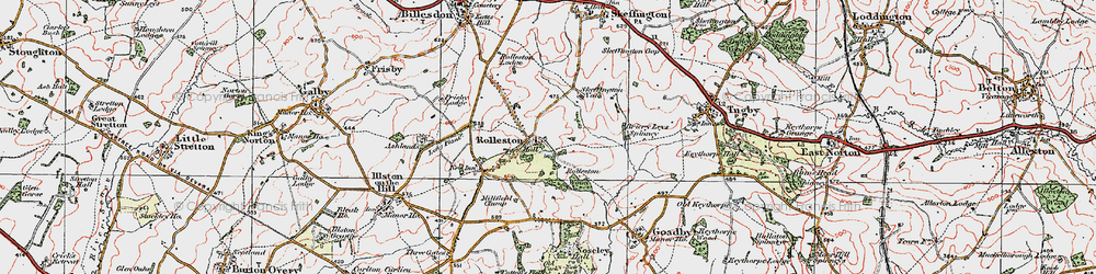 Old map of Briery Leys Spinney in 1921