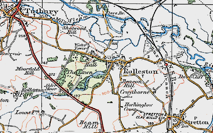 Old map of Rolleston on Dove in 1921