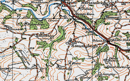 Old map of Romansleigh in 1919