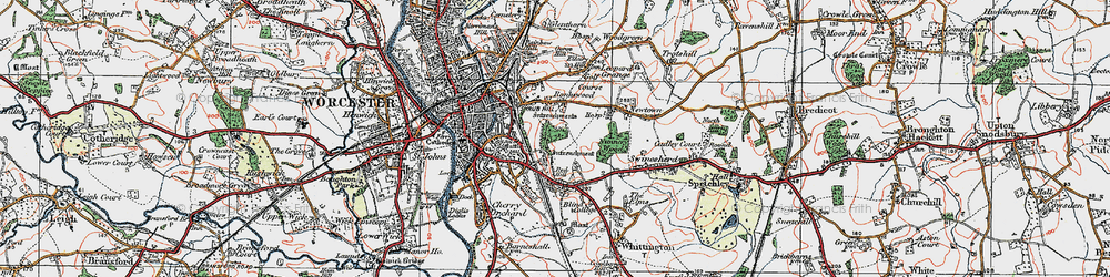 Old map of Ronkswood in 1920