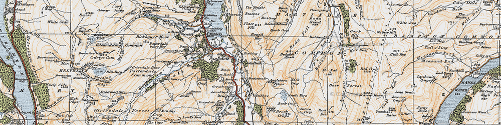 Old map of Beda Fell in 1925