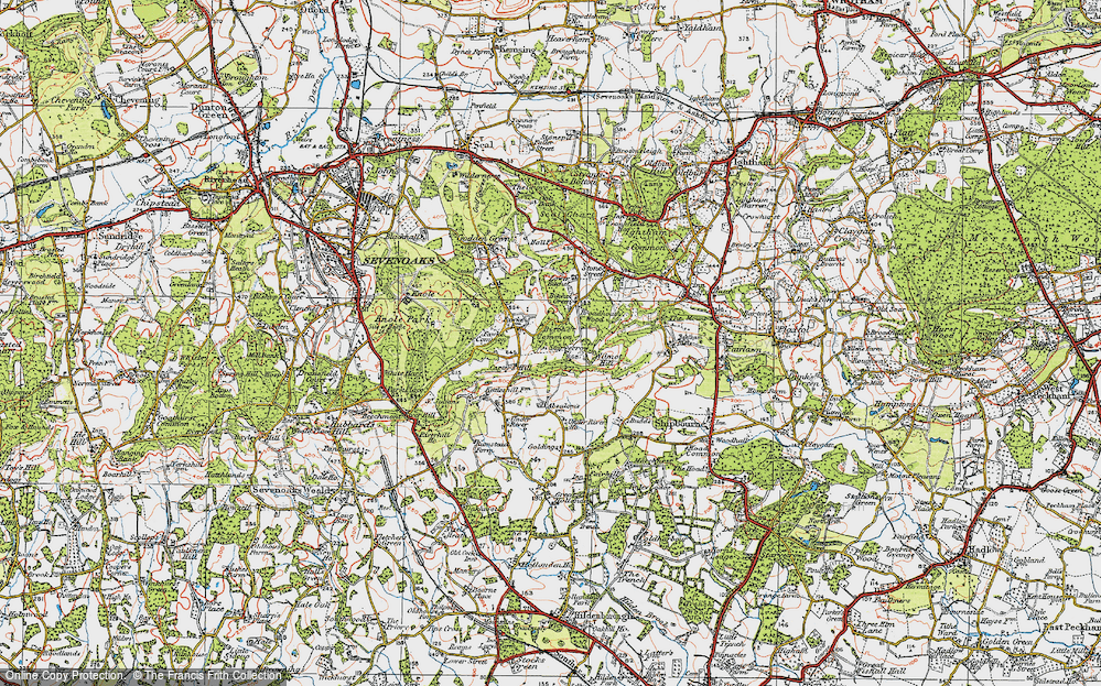 Old Map of Historic Map covering Bitchet Common in 1920