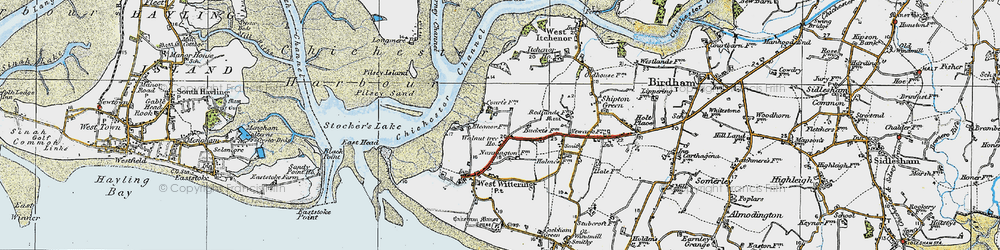 Old map of Pilsey Island in 1919