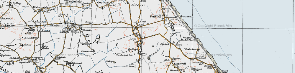 Old map of Roos in 1924