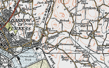 Old map of Roose in 1924
