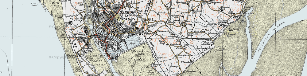 Old map of Roosecote in 1924
