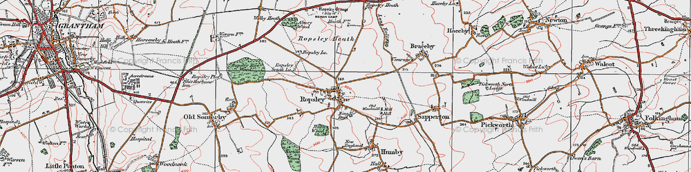 Old map of Ropsley in 1922
