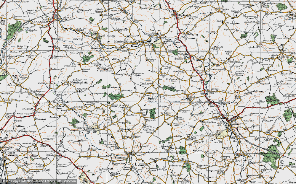 Old Map of Rose Green, 1921 in 1921