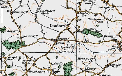 Old map of Rose Green in 1921