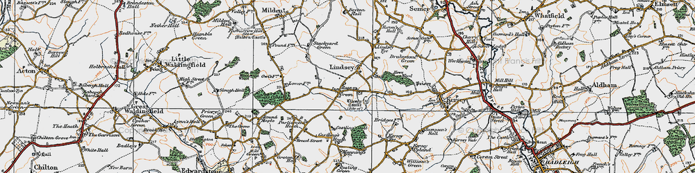 Old map of Rose Green in 1921